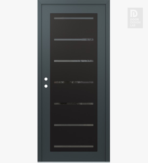 Modern Steel Front Door Diamond C11 36" x 80" anthracite/anthracite mirrored Glass Panel black RHI