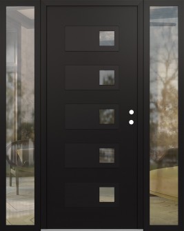 Diamond D2 60" x 80" black/black clear Glass Panel black LHI with 2 Sidelites clear Glass