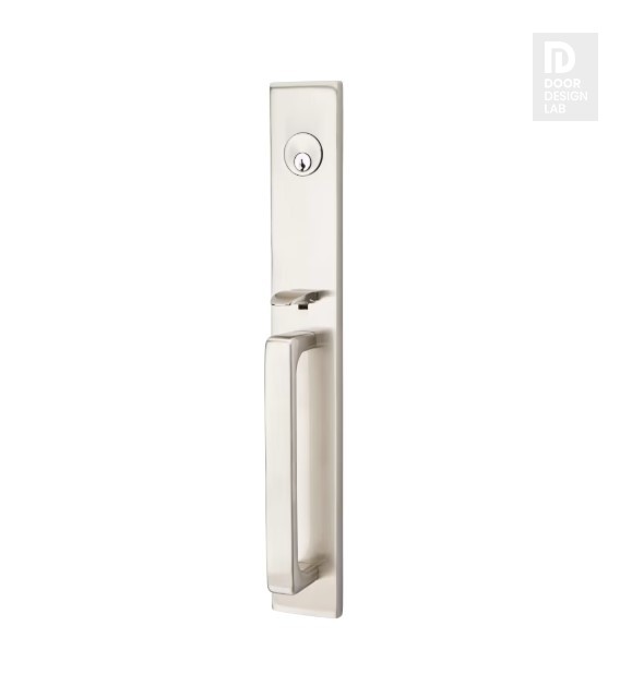 EMTEK LAUSANNE DOUBLE CYLINDER KEYD 4829 SATIN NICKEL US15 for Steel Front Doors
