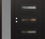 Modern Steel Front Door Diamond D4 48" x 80" black/black clear Glass Panel black RHI with Sidelite frosted Glass