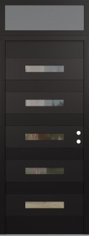 Diamond D9 36" x 96" black/black clear Glass Panel black LHI with Transom frosted Glass