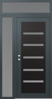 Diamond C7 48" x 96" anthracite/anthracite frosted Glass Panel black RHI with Sidelite and Transom frosted Glass