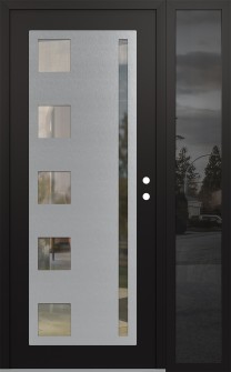 Diamond C3 48" x 80" black/black clear Glass Panel stainless steel LHI with Sidelite mirrored Glass