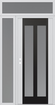 Diamond C14 48" x 96" white/white frosted Glass Panel black RHI with Sidelite and Transom frosted Glass