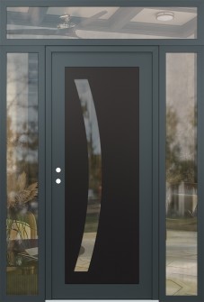 Diamond C4 68" x 96" anthracite/anthracite clear Glass Panel black RHI with 2 Sidelites and Transom clear Glass