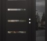Modern Steel Front Door Diamond C7 48" x 80" black/black clear Glass Panel black LHI with Sidelite mirrored Glass