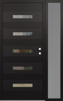 Diamond D9 52" x 80" black/black clear Glass Panel black LHI with Sidelite frosted Glass