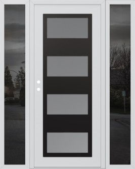 Diamond C2 60" x 80" white/white frosted Glass Panel black RHI with 2 Sidelites mirrored Glass