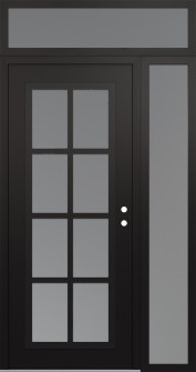 Diamond C16 52" x 96" black/white frosted Glass Panel black LHI with Sidelite and Transom frosted Glass