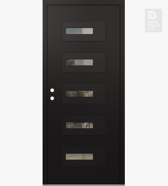Modern Steel Front Door Diamond D6 36" x 80" black/black clear Glass Panel black RHI