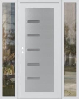 Diamond C8 64" x 80" white/white frosted Glass Panel stainless steel RHI with 2 Sidelites clear Glass