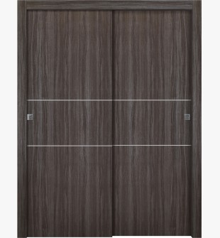 Palladio 2H Gray Oak Bypass doors