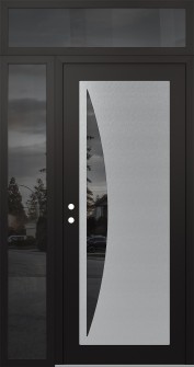 Diamond C13 48" x 96" black/black mirrored Glass Panel stainless steel RHI with Sidelite and Transom mirrored Glass