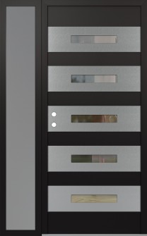 Diamond D9 52" x 80" black/black clear Glass Panel stainless steel RHI with Sidelite frosted Glass