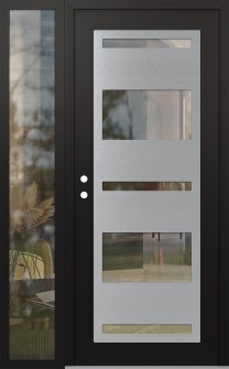 Diamond C10 48" x 80" black/black clear Glass Panel stainless steel RHI with Sidelite clear Glass