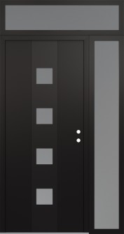 DIAMOND A12 52" X 96" BLACK/WHITE FROSTED GLASS PANEL BLACK LHI WITH SIDELITE AND TRANSOM FROSTED GLASS