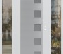 Modern Steel Front Door Diamond C5 60" x 80" white/white frosted Glass Panel stainless steel LHI with 2 Sidelites clear Glass