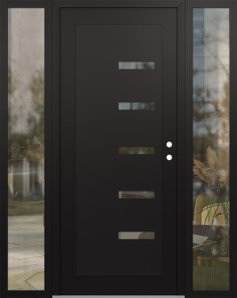 Diamond C8 64" x 80" black/black clear Glass Panel black LHI with 2 Sidelites clear Glass