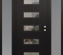 Modern Steel Front Door Diamond D1 64" x 80" black/black clear Glass Panel black LHI with 2 Sidelites frosted Glass