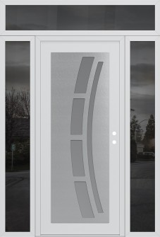 Diamond C12 60" x 96" white/white frosted Glass Panel stainless steel LHI with 2 Sidelites and Transom mirrored Glass
