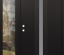 Modern Steel Front Door DIAMOND A2 48" X 80" BLACK/WHITE FROSTED GLASS PANEL BLACK RHI WITH SIDELITE CLEAR GLASS