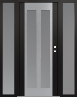 Diamond C14 68" x 80" black/white frosted Glass Panel stainless steel LHI with 2 Sidelites frosted Glass