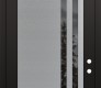Modern Steel Front Door Diamond C6 36" x 96" black/black mirrored Glass Panel stainless steel LHI with Transom frosted Glass