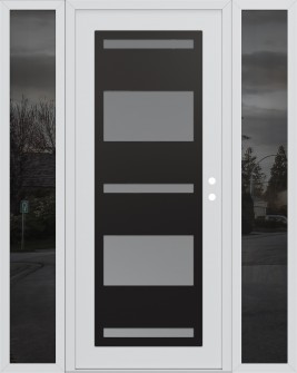 Diamond C10 64" x 80" white/white frosted Glass Panel black LHI with 2 Sidelites mirrored Glass