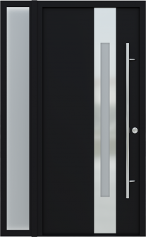 MODERN FRONT STEEL DOOR ZEPHYR BLACK/WHITE 49 1/4" X 81 11/16" LHI + SIDELITE LEFT