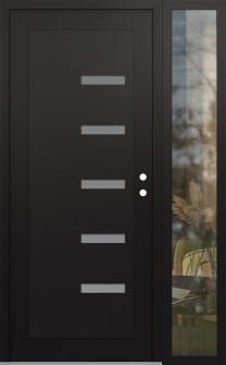 Diamond C8 50" x 80" black/white frosted Glass Panel black LHI with Sidelite clear Glass