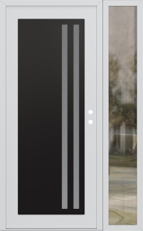 Diamond C6 52" x 80" white/white frosted Glass Panel black LHI with Sidelite clear Glass