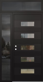 Diamond D5 50" x 96" black/black clear Glass Panel black RHI with Sidelite and Transom mirrored Glass