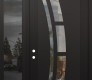 Modern Steel Front Door Diamond C12 50" x 96" black/black clear Glass Panel black RHI with Sidelite and Transom mirrored Glass