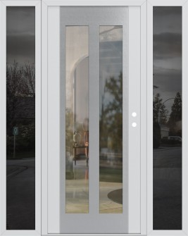 Diamond C14 68" x 80" white/white clear Glass Panel stainless steel LHI with 2 Sidelites mirrored Glass