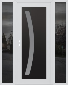 Diamond C4 64" x 80" white/white frosted Glass Panel black RHI with 2 Sidelites mirrored Glass