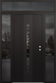 DIAMOND A4 60" X 96" BLACK/BLACK MIRRORED GLASS PANEL BLACK LHI WITH 2 SIDELITES AND TRANSOM MIRRORED GLASS