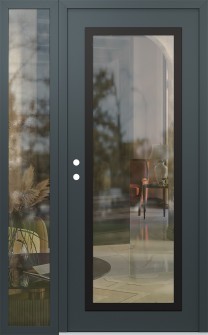 Diamond C1 50" x 80" anthracite/anthracite clear Glass Panel black RHI with Sidelite clear Glass