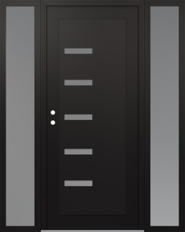 Diamond C8 64" x 80" black/white frosted Glass Panel black RHI with 2 Sidelites frosted Glass