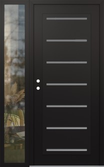 Diamond C11 50" x 80" black/white frosted Glass Panel black RHI with Sidelite clear Glass