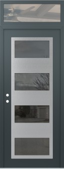 Diamond C2 36" x 96" anthracite/anthracite mirrored Glass Panel stainless steel RHI with Transom clear Glass