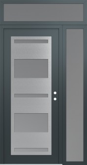 Diamond C10 52" x 96" anthracite/anthracite frosted Glass Panel stainless steel LHI with Sidelite and Transom frosted Glass