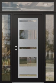 Diamond C10 68" x 96" black/black clear Glass Panel stainless steel RHI with 2 Sidelites and Transom clear Glass