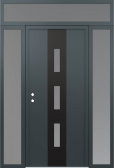 DIAMOND A7 64" X 96" ANTHRACITE/ANTHRACITE FROSTED GLASS PANEL BLACK RHI WITH 2 SIDELITES AND TRANSOM FROSTED GLASS