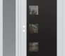 Modern Steel Front Door Diamond C5 52" x 80" white/white clear Glass Panel black RHI with Sidelite frosted Glass