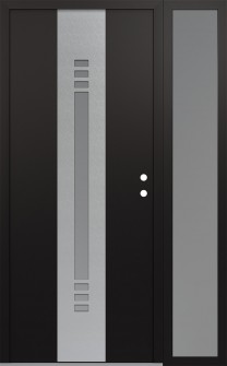 DIAMOND A5 48" X 80" BLACK/WHITE FROSTED GLASS PANEL STAINLESS STEEL LHI WITH SIDELITE FROSTED GLASS