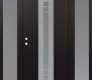 Modern Steel Front Door DIAMOND A4 64" X 80" BLACK/WHITE FROSTED GLASS PANEL STAINLESS STEEL RHI WITH 2 SIDELITES FROSTED GLASS