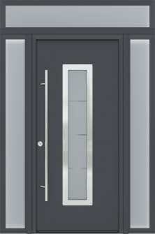 MODERN FRONT STEEL DOOR ARGOS ANTRACIT/WHITE 61 1/16" X 95 11/16" RHI + SIDELITE LEFT/RIGHT + TRANSOM