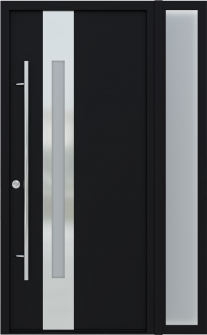 MODERN FRONT STEEL DOOR ZEPHYR BLACK/WHITE 49 1/4" X 81 11/16" RHI + SIDELITE RIGHT