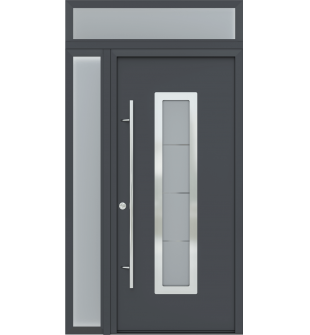 MODERN FRONT STEEL DOOR ARGOS ANTRACIT/WHITE 49 1/4" X 95 11/16" RHI + SIDELITE LEFT/TRANSOM