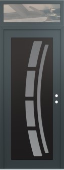 Diamond C12 36" x 96" anthracite/anthracite frosted Glass Panel black LHI with Transom clear Glass